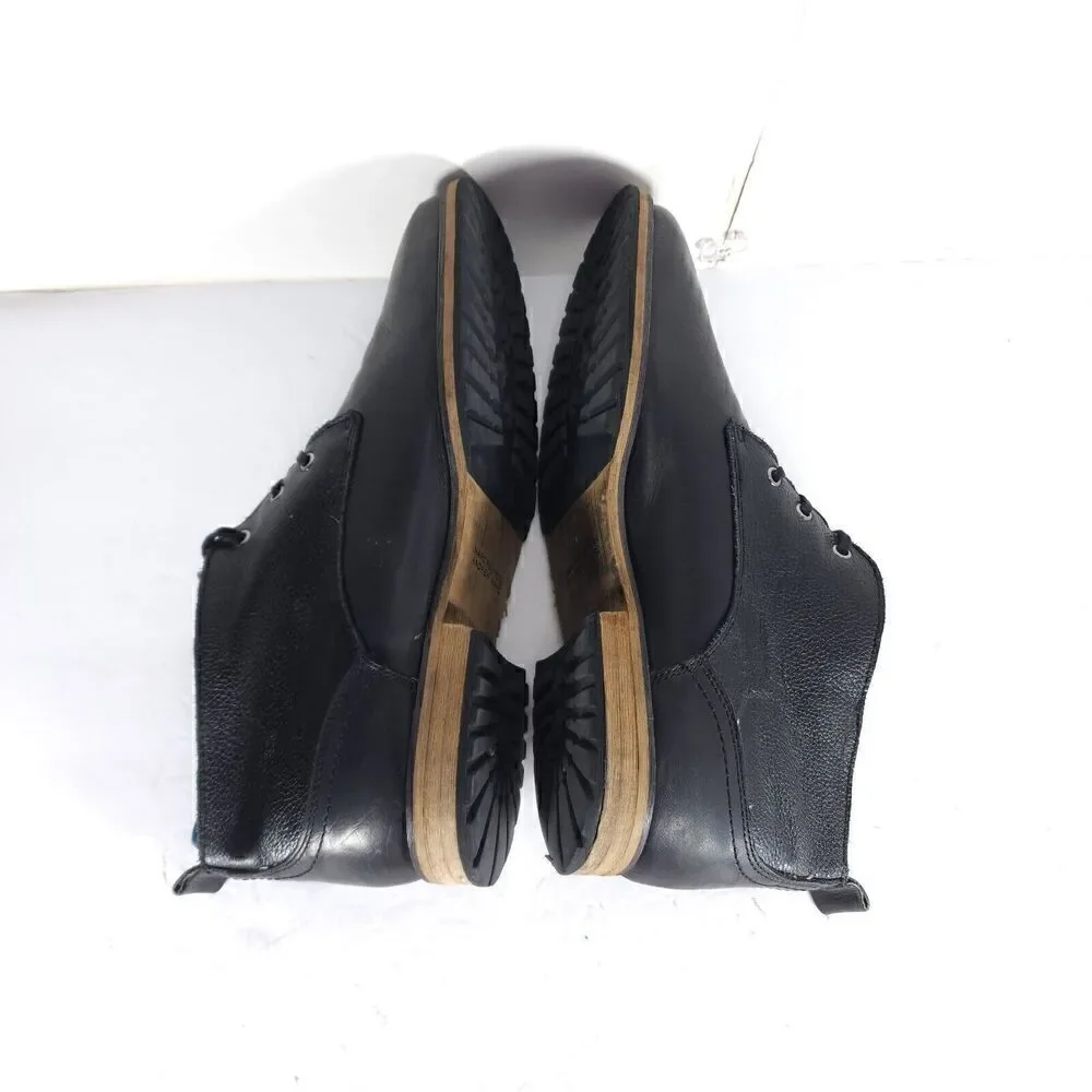 Andrew Marc Men's Nykanel US 11 Black Leather Lace-Up Ankle Chukka Boots